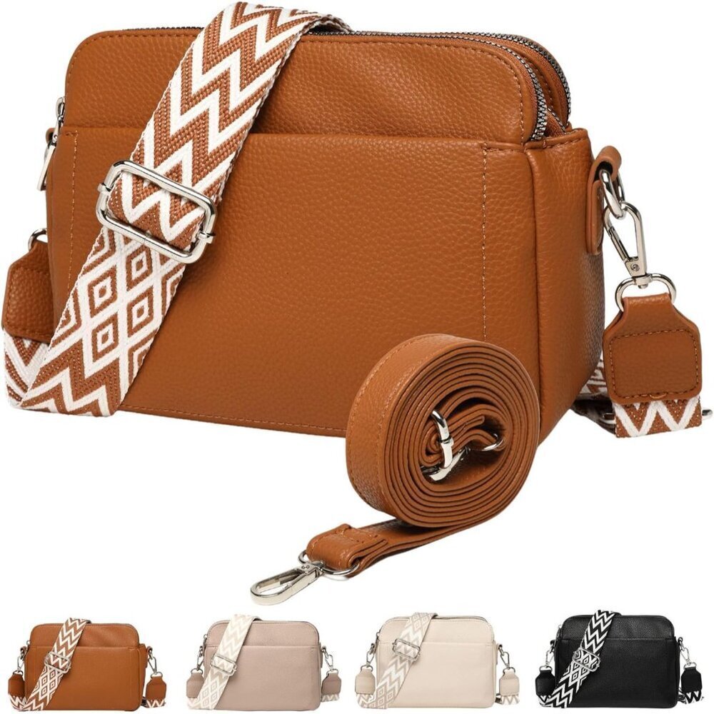 Crossbody Bag Vegan Leather Small Shoulder Purse with Adjustable Straps